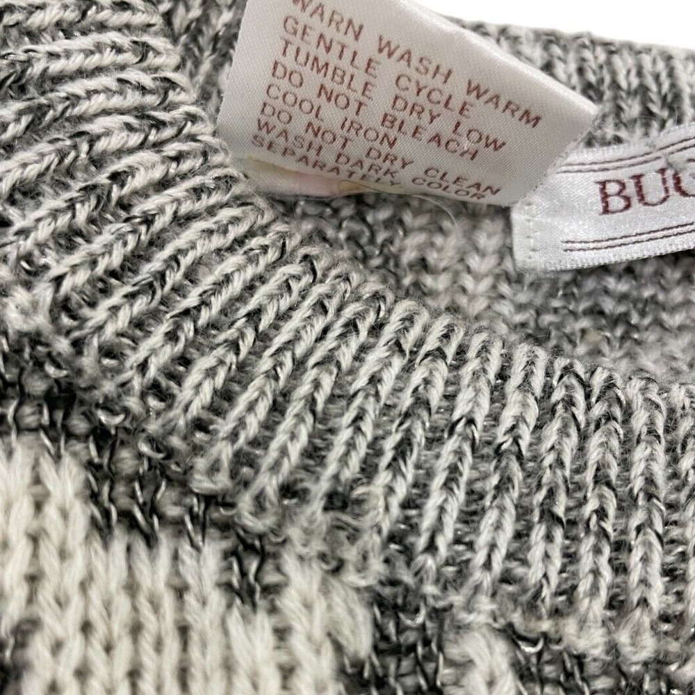 Bugatchi Vtg Patterned Knit Sweater Pullover Gray… - image 4